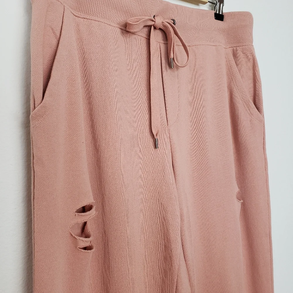Aerie Distressed City Jogger Sweatpants Blush Pink Womens Large - Picture 7 of 7